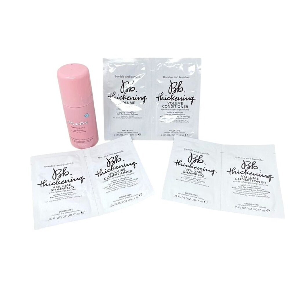 Sampler Pack Bumble & Bumble Thickening Shampoo Conditioner/ Mane Heat Protector